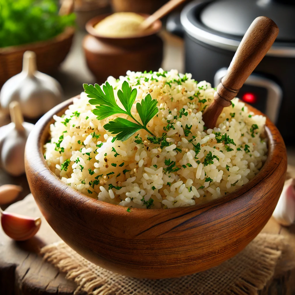 Garlic Herb Rice in a Rice Cooker